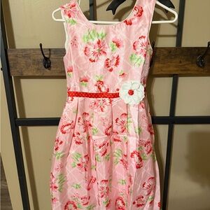 Jona Michelle Pink Floral Dress with Red and White Accents
